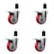Service Caster 4'' Red Poly Swivel 1-1/2'' Expanding Stem Caster Set Total Lock Brake, 4PK SCC-EXTTL20S414-PPUB-RED-112-4 - alternate 1